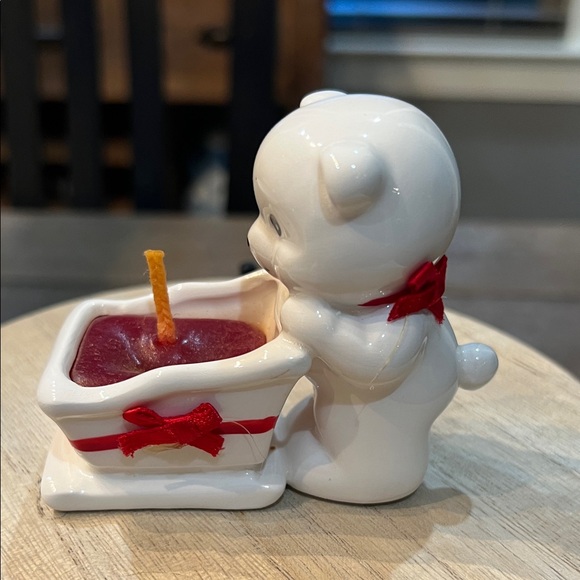 RUSS White Bear Candle Holders with Red Accents - Picture 7 of 15